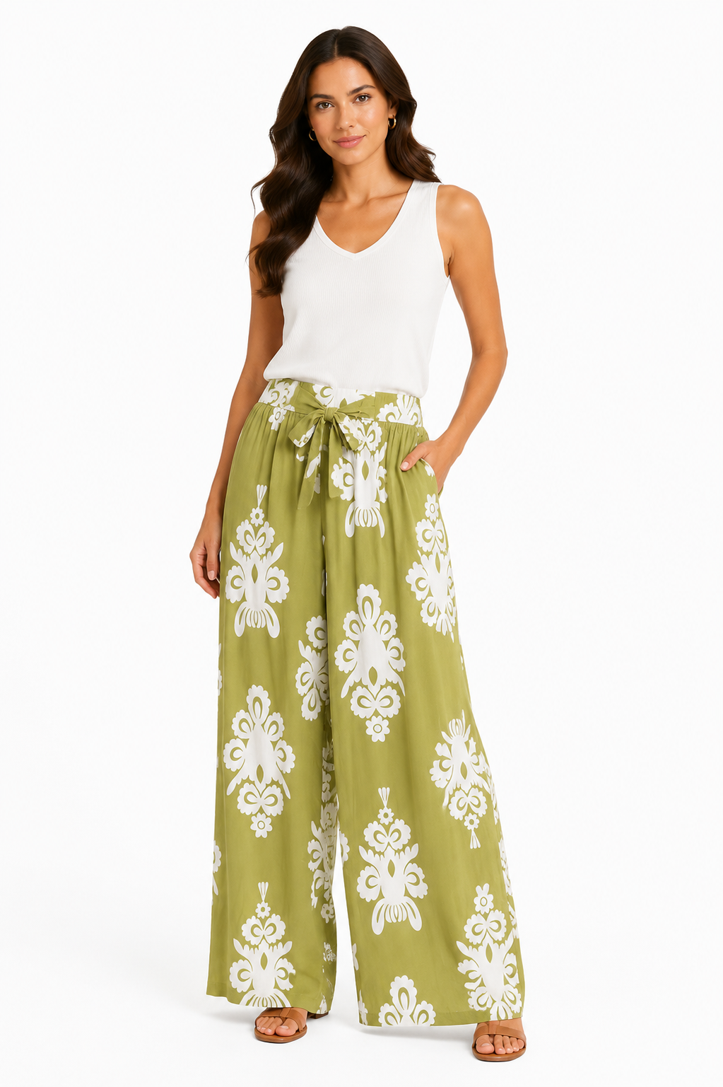 Women's Patterned Linen Pants