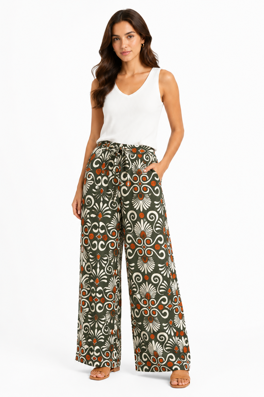 Women's Patterned Linen Pants