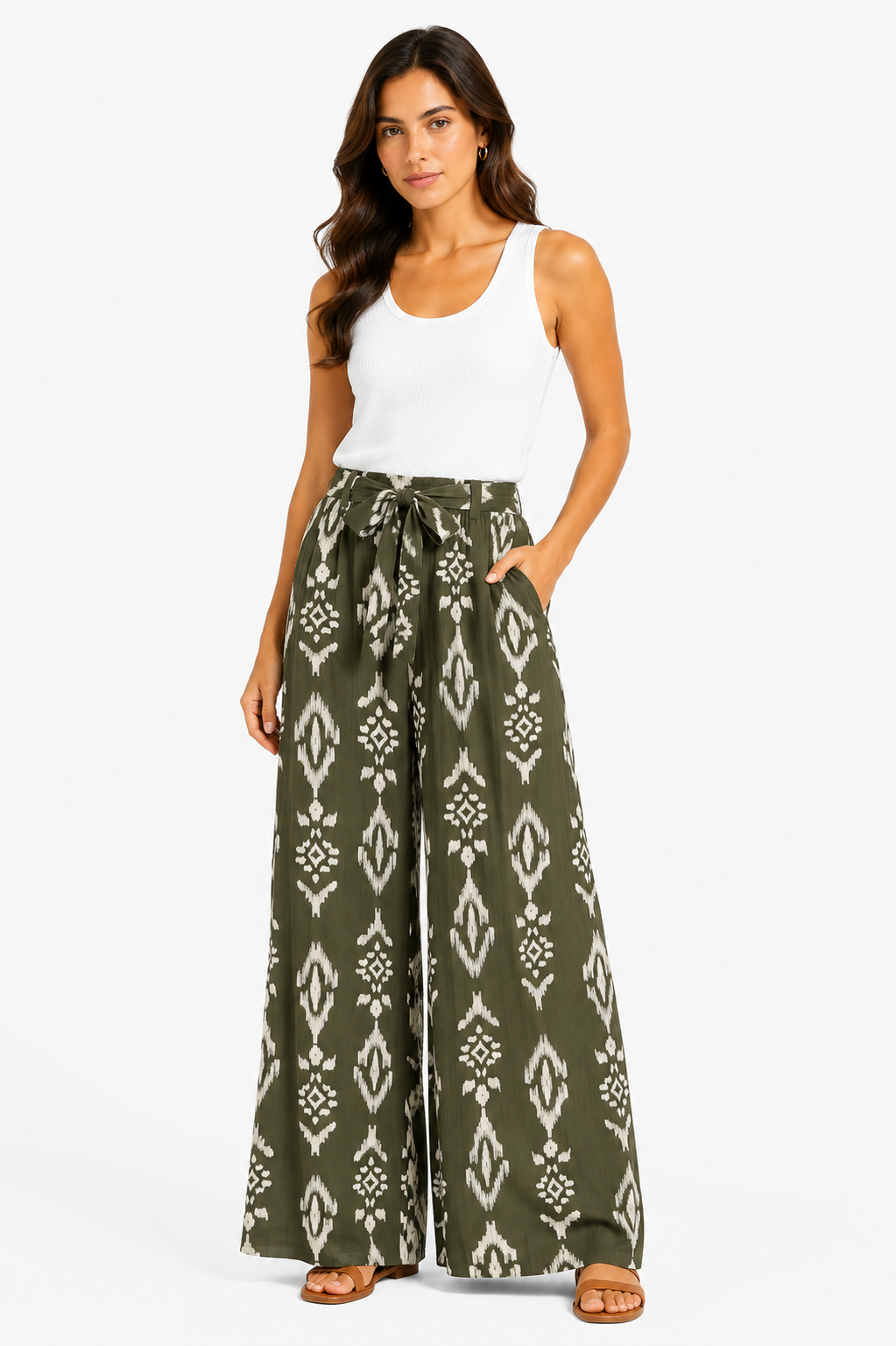 Women's Patterned Linen Pants