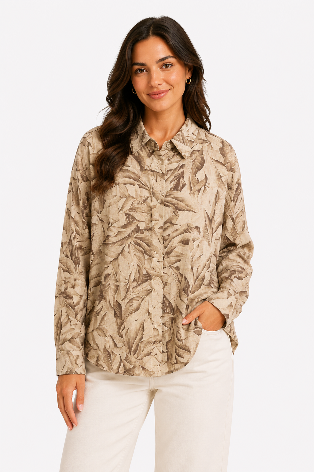 Womens Printed Linen Shirt