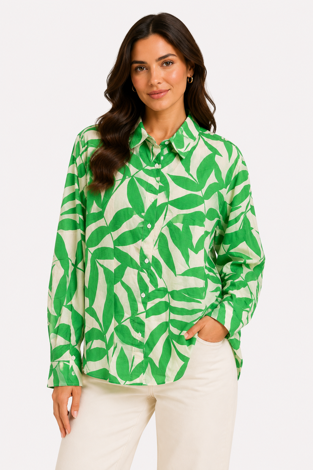 Womens Printed Linen Shirt