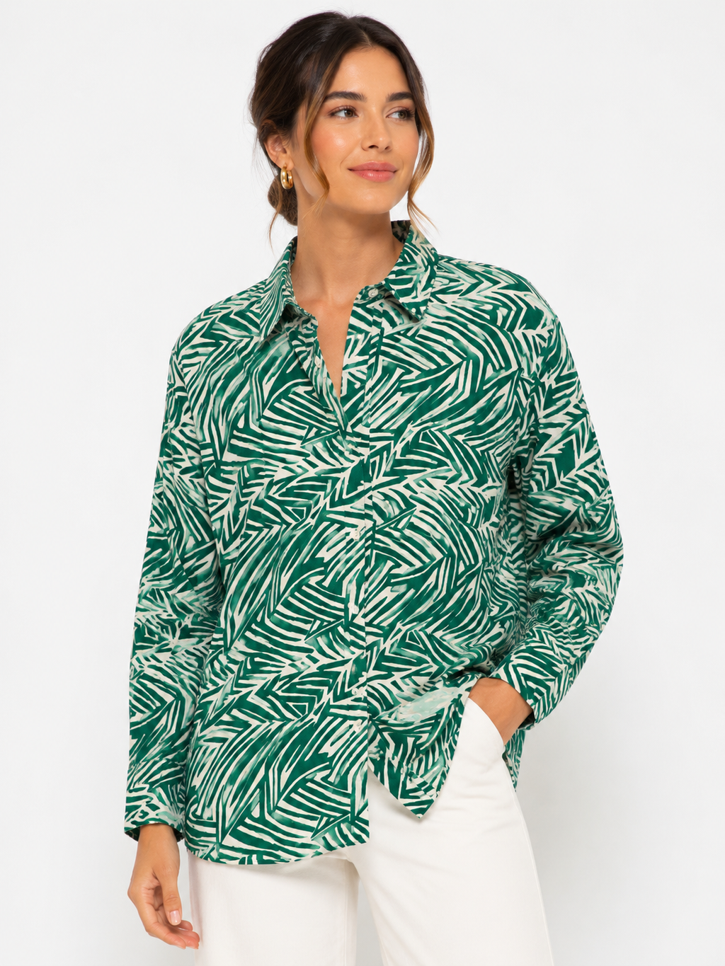 Womens Printed Linen Shirt