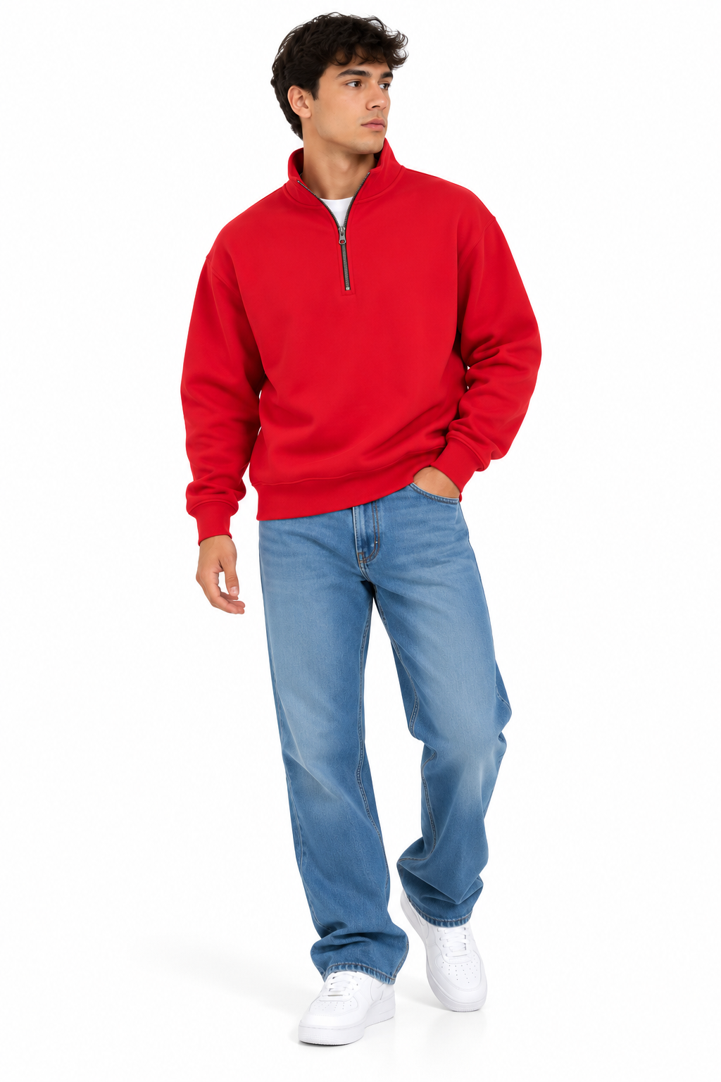 Men’s Plain Quarter-Zip Sweatshirt