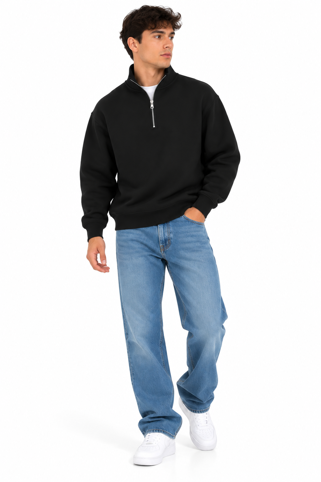 Men’s Plain Quarter-Zip Sweatshirt
