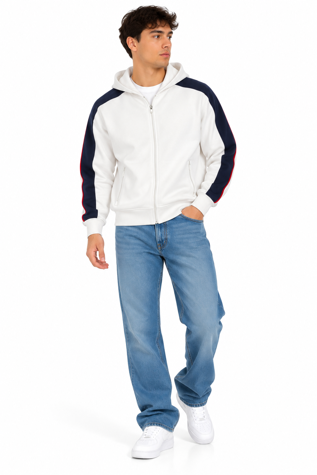 Men’s Contrast Sleeve Full-Zip Hoodie