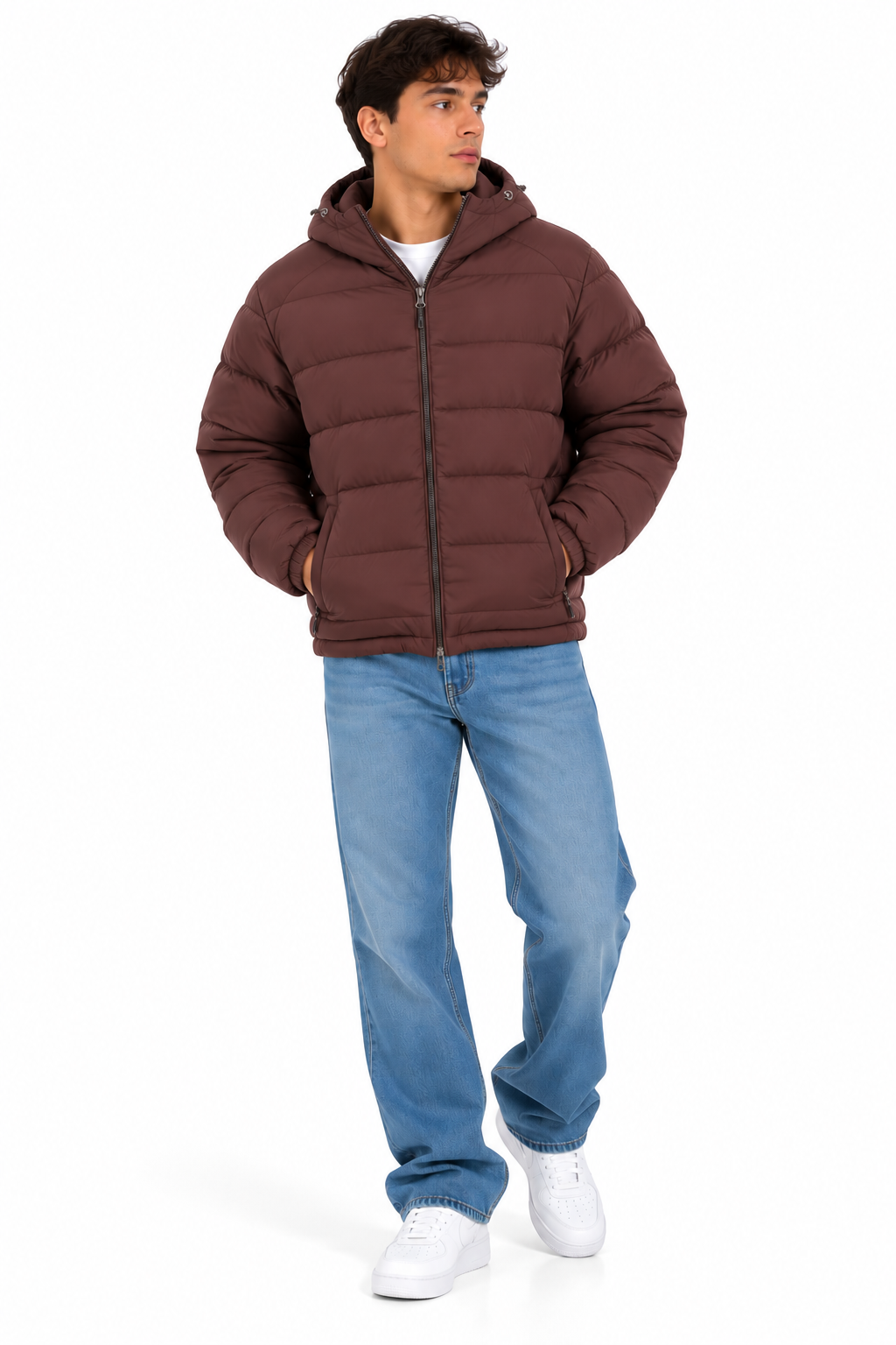 Men’s Brown Hooded Puffer Jacket
