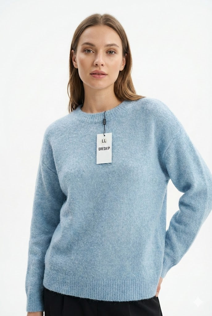 DRESKIP Brushed Knit Crewneck Pullover